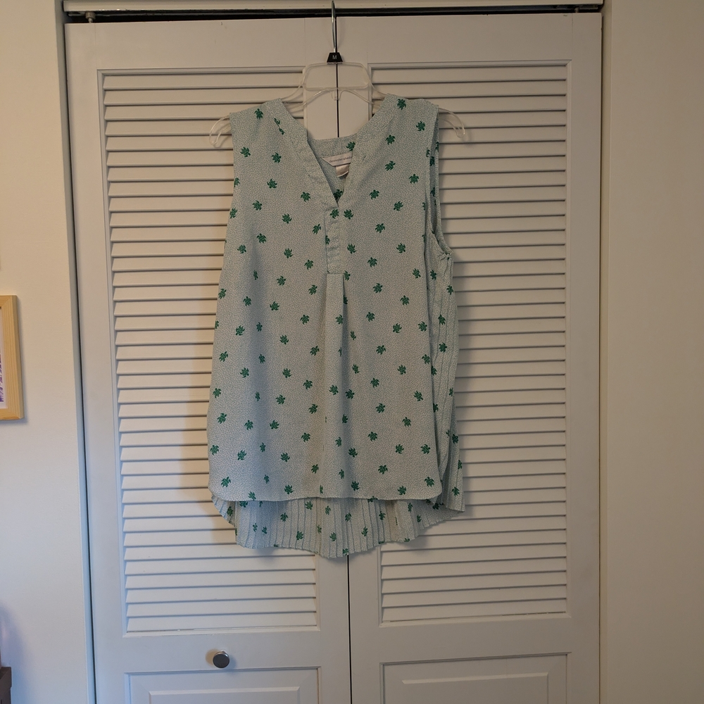 Christopher & Banks Turtle Blue And Green Sleeveless Tunic